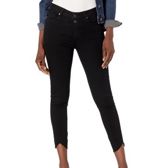 PAIGE Hoxton crop double button skinny jeans black shadow -28-NWT!